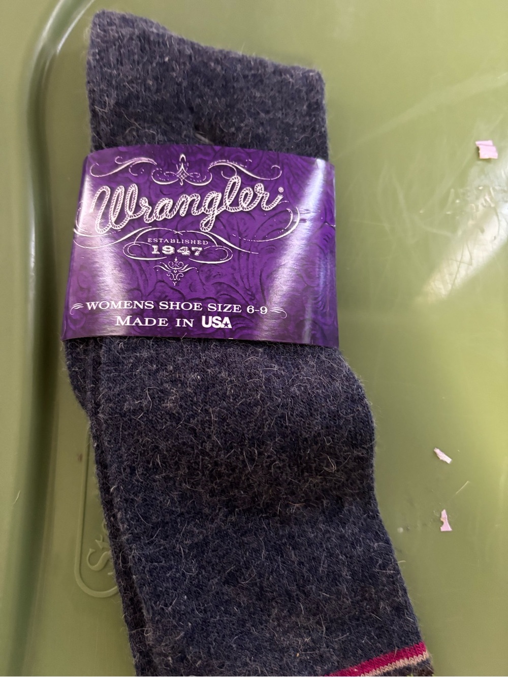 Wrangler Men's Dark Gray Wool Blend Crew Socks - Packable Comfort New